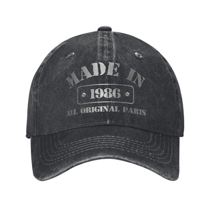 Unisex Vintage 1986 Birthday Year 40 years old  Printed Hats Vintage Distressed Denim  Baseball Cap