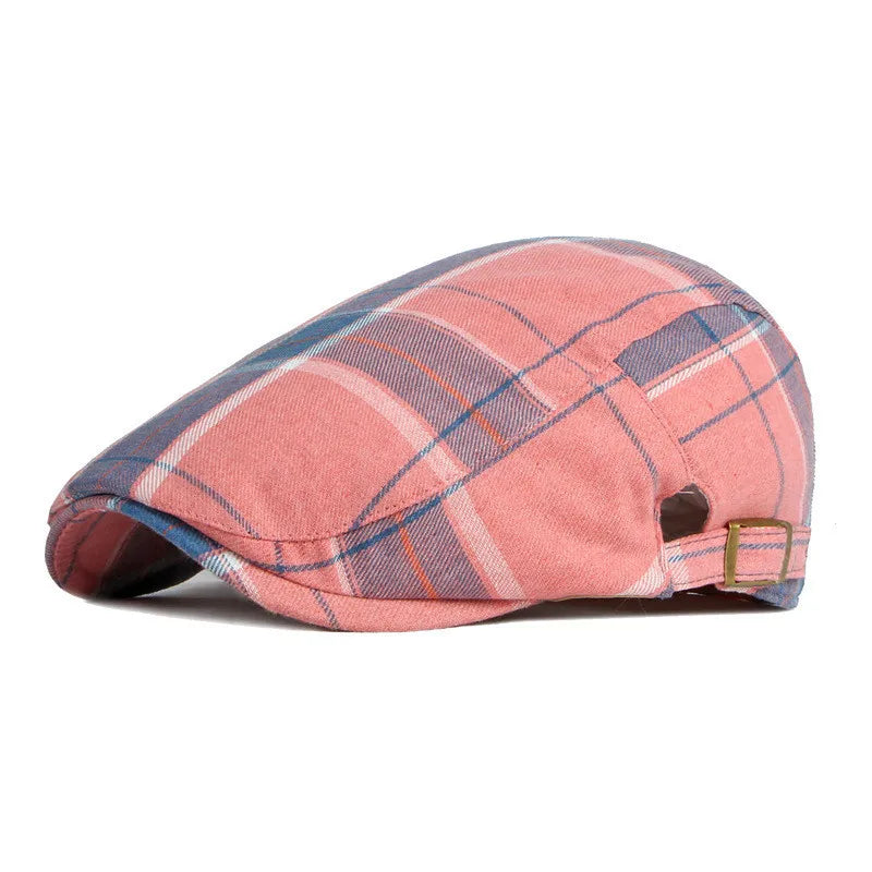 2022 Four Seasons Polyester Plaid Newsboy Caps