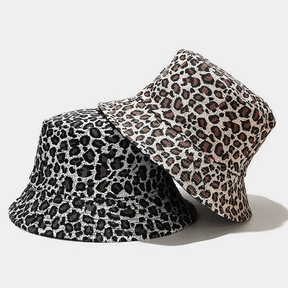 Reversible Bucket Hats Unisex Leopard Print Fisherman Hat
