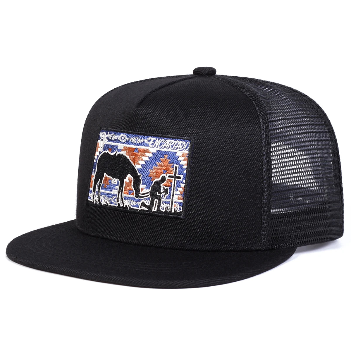 Unisex Horse Cross Embroidery Hip-hop Net Hats Spring Summer Sports Cap
