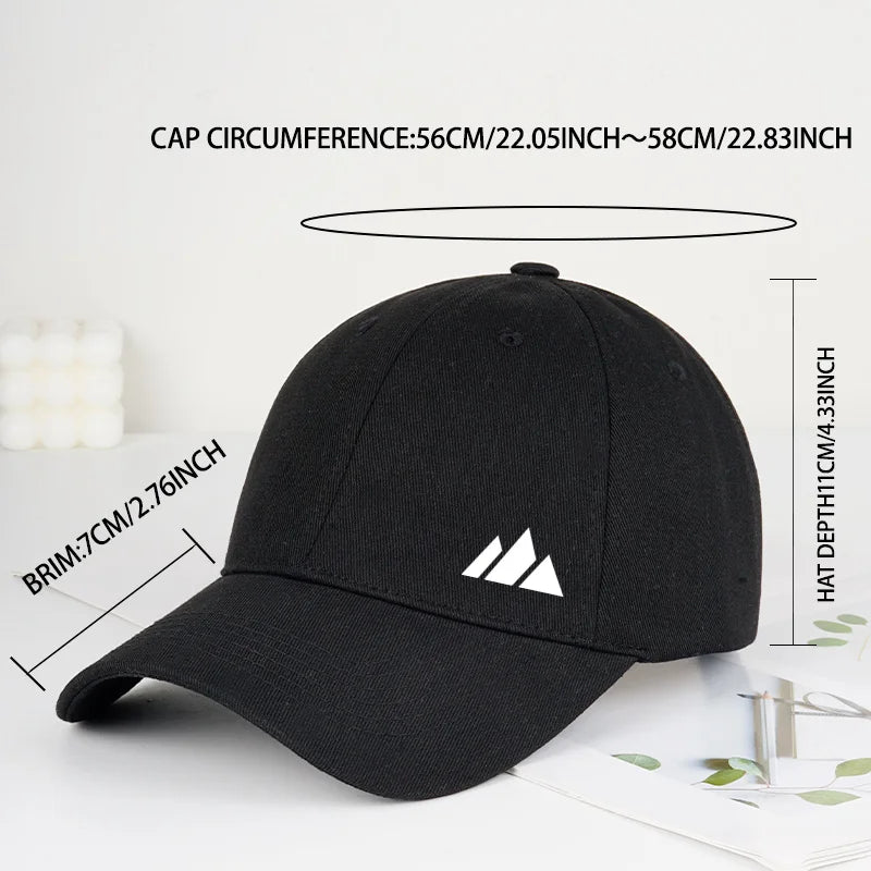 Stylish and Minimalist Mountain Print Soft Peak Baseball Cap with Adjustable Curved Brim Perfect For Hiking