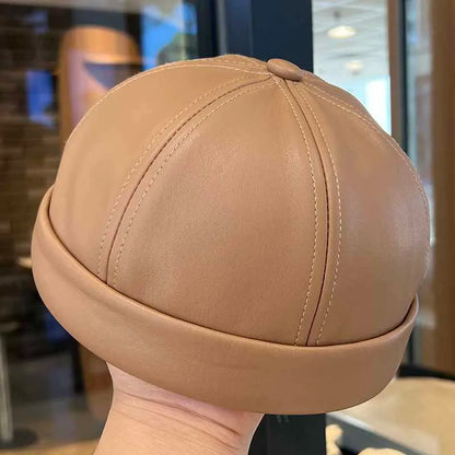 Spring And Summer Vintage Leather Landlord Hat With Adjustable Hip Hop