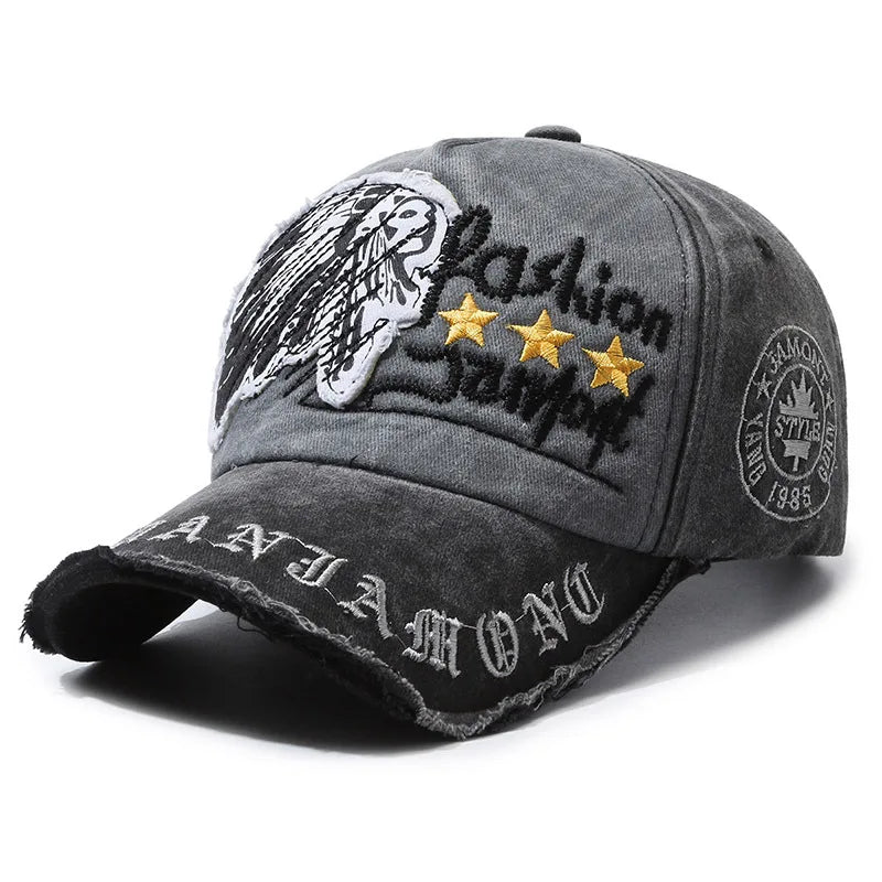 Unisex Washed Cotton Vintage Cap Letter Embroidery Baseball Cap Men And Women