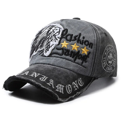 Unisex Washed Cotton Vintage Cap Letter Embroidery Baseball Cap Men And Women