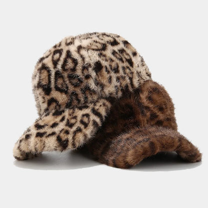 Leopard Print Plush Duck Tongue Hat New Fashion Men Women