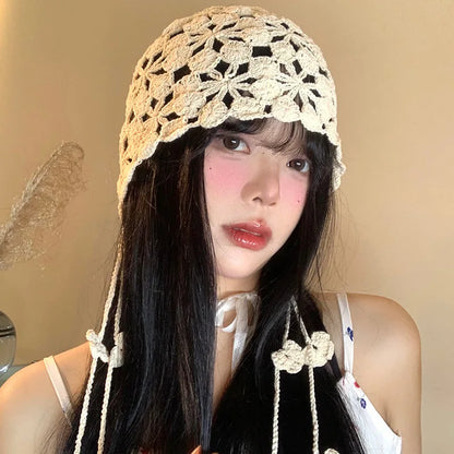 Handmade Hollow Crochet Hats For Women Knitted Beanies Cap