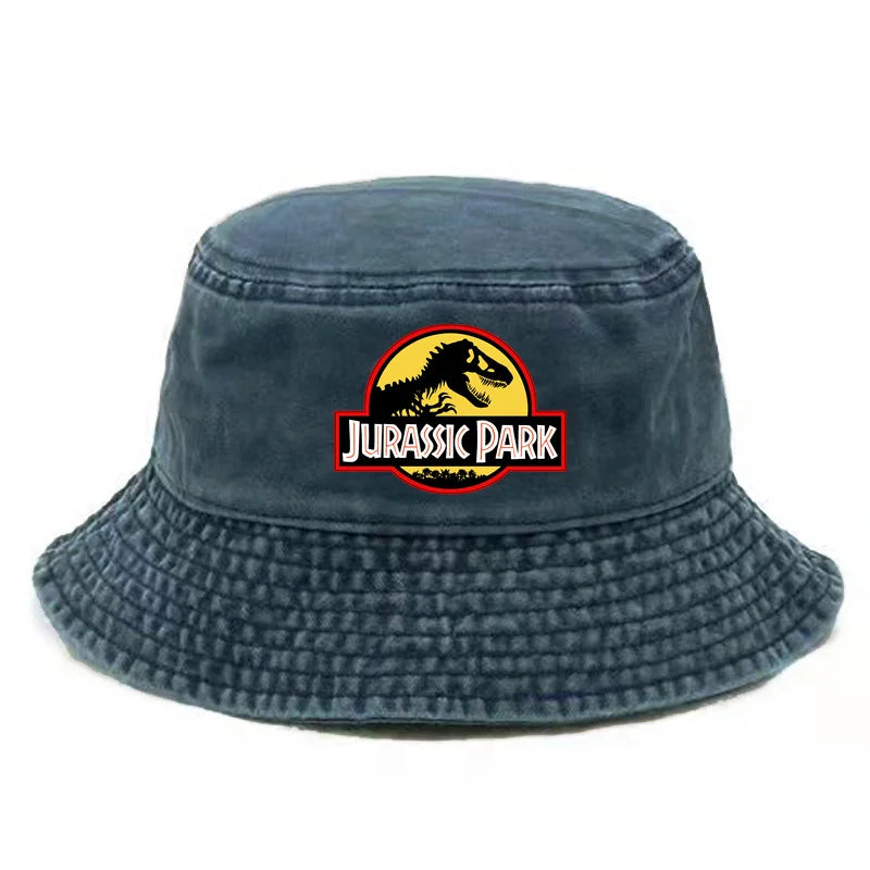 Jurassic Park Bucket Cap Distressed Hats Cap Dinosaur Men Retro Outdoor Summer