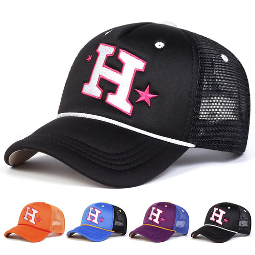 Unisex H Letter Embroidery Baseball Net Caps Spring and Summer