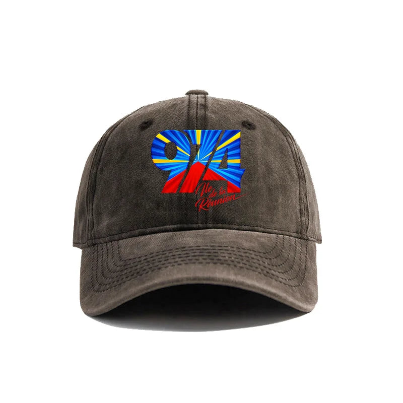 974 Reunion Island Baseball Cap Distressed Hats Cap Men Retro Outdoor Summer