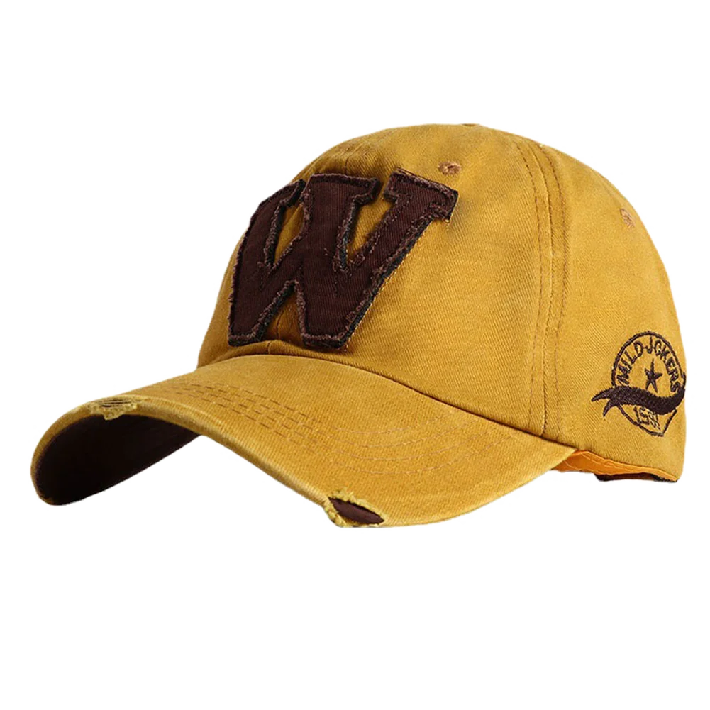 2025 W Letter Embroidery Washed Cotton Baseball Cap
