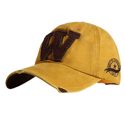 2025 W Letter Embroidery Washed Cotton Baseball Cap