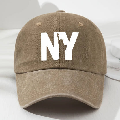 Unisex NY Goddess Print Soft Top Baseball Cap, Adjustable Outdoor Hat