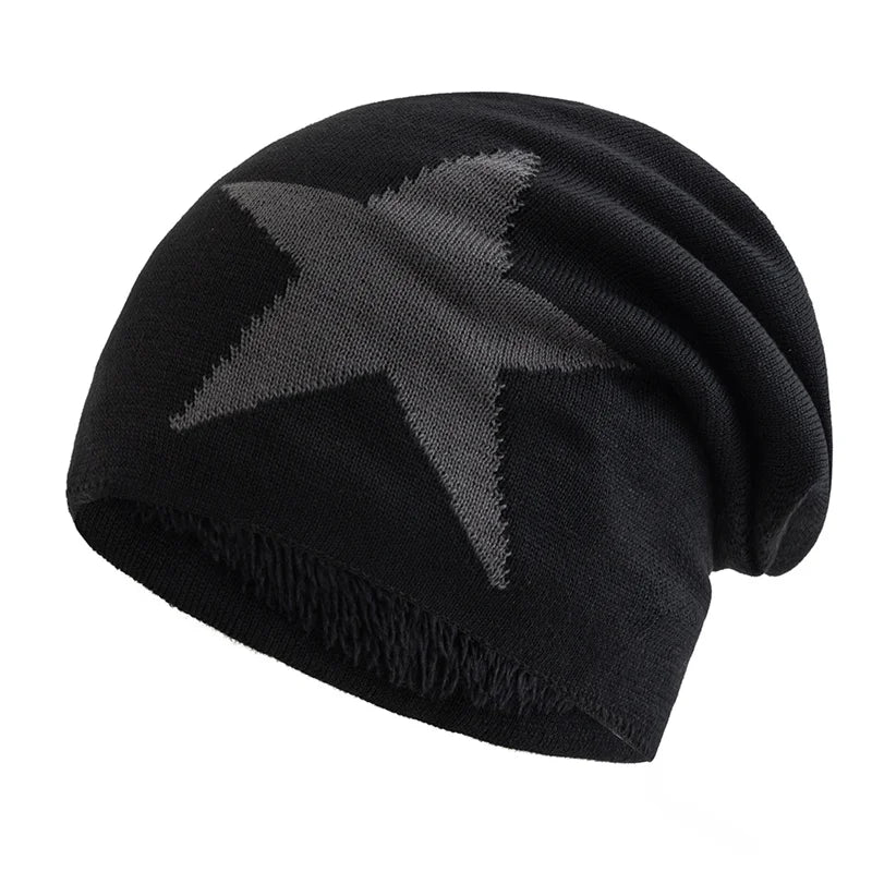 New Unisex Slouchy Winter Hats Five Star Pattern Warm Hats