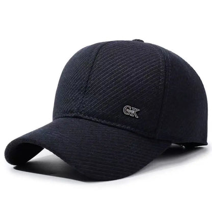 Thickened Warm Winter Hat Color Block Earflap Baseball Cap Ear Protection Adjustable Outdoor Casual Cap