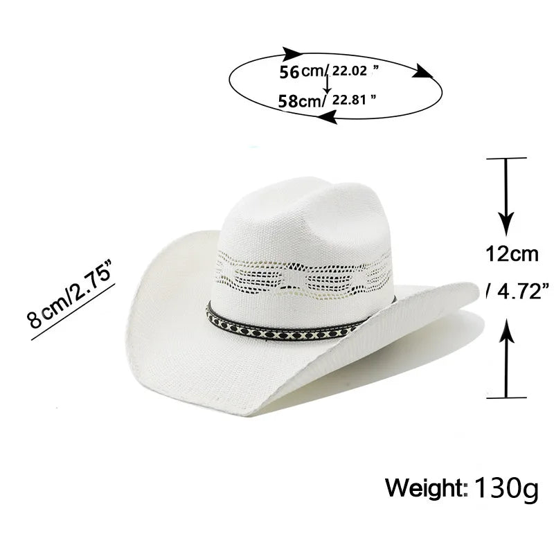 Handwoven Braided Fedora Hat - Breathable Western Cowboy & English Style