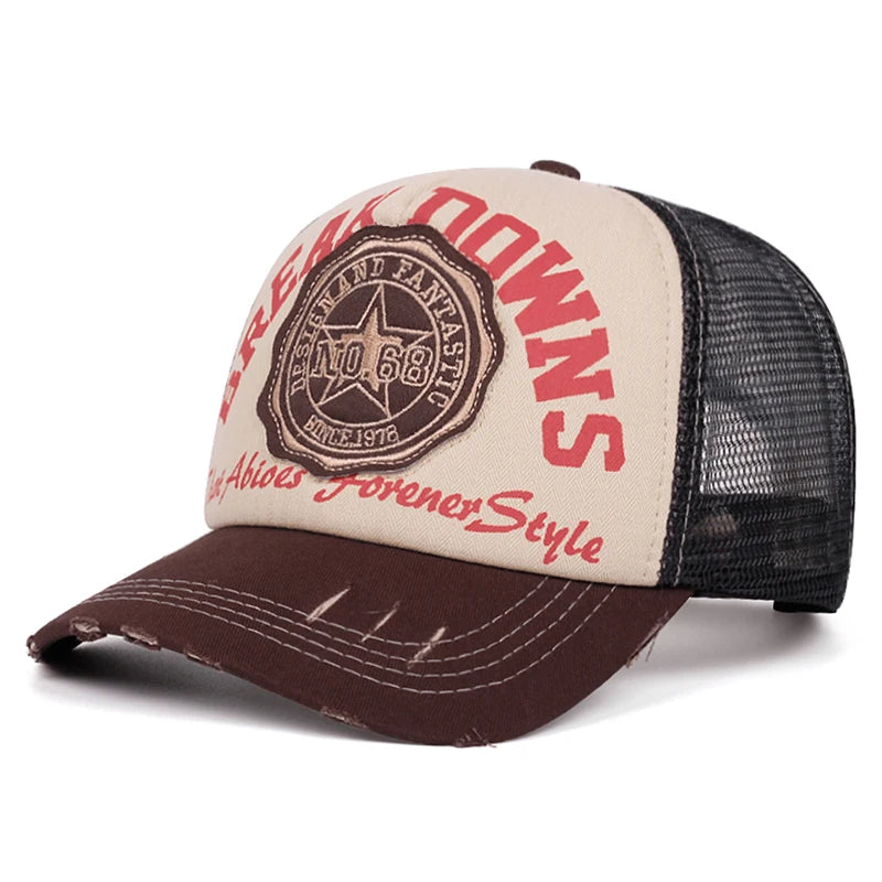 Creative Baseball Hat Pentagram NO68 Embroidered Mesh Hat Street Hip Hop