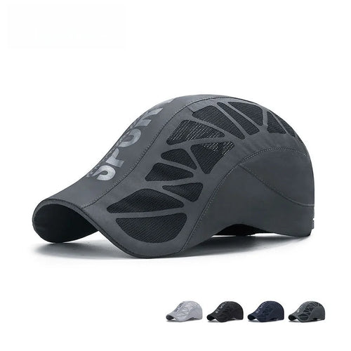 Unisex Breathable Mesh Flat Cap Quick Dry