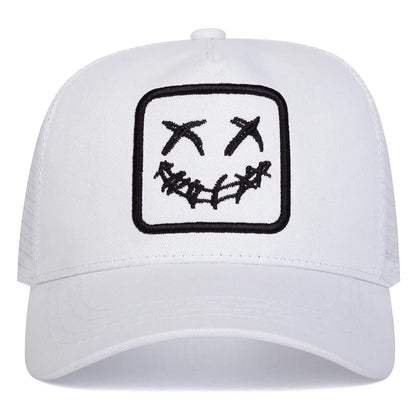Unisex XX Smiling Face Embroidery Baseball Net Caps Spring and Summer