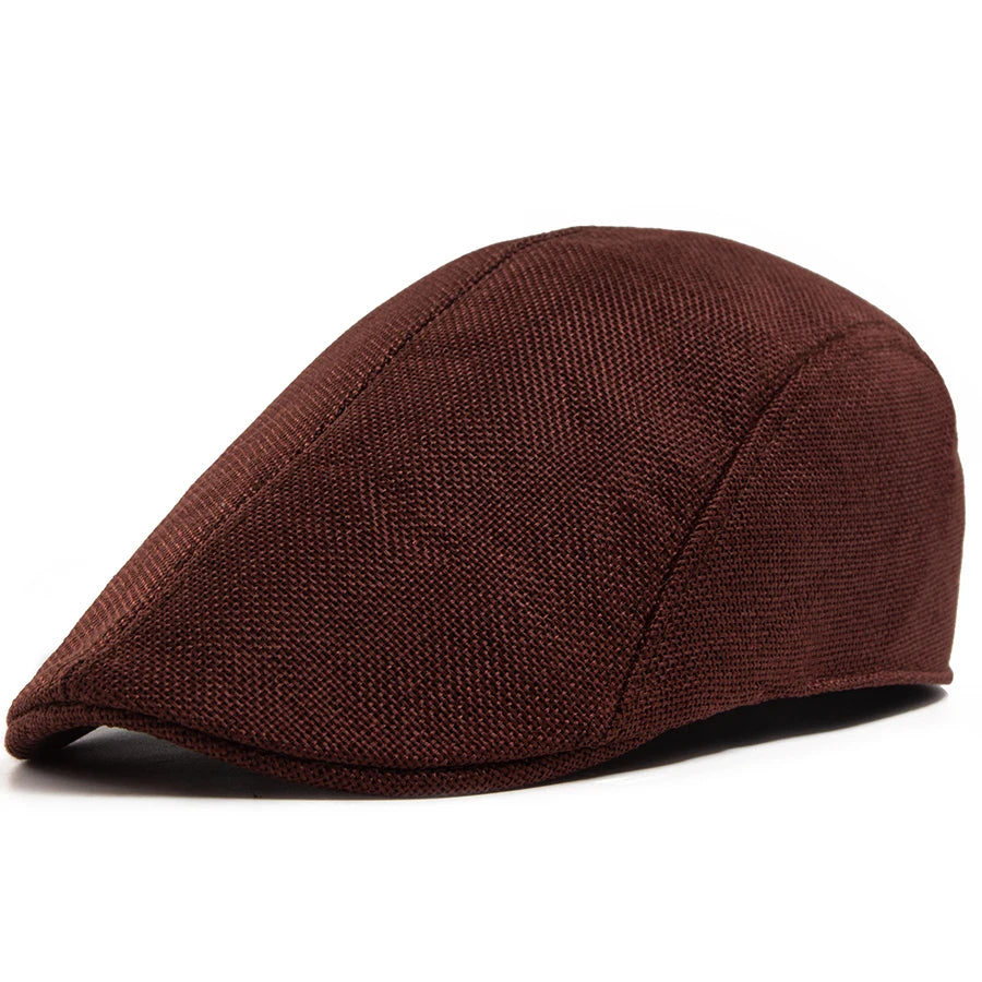 Men's Linen Flat Cap Spring Summer Vintage Visor Beret