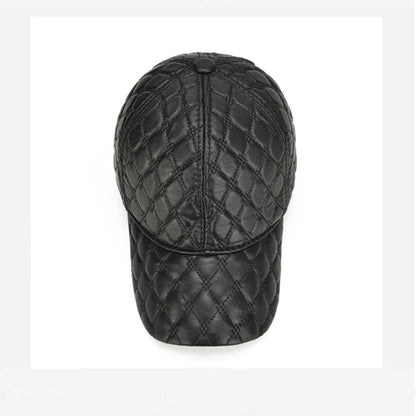 2026 Spring Genuine Sheepskin Leather Black Baseball Caps
