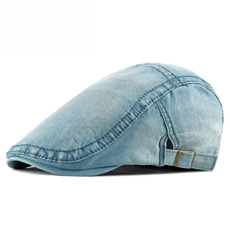 Summer Denim Hat Men's Light Board Simple Casquette Washed Denim Beret