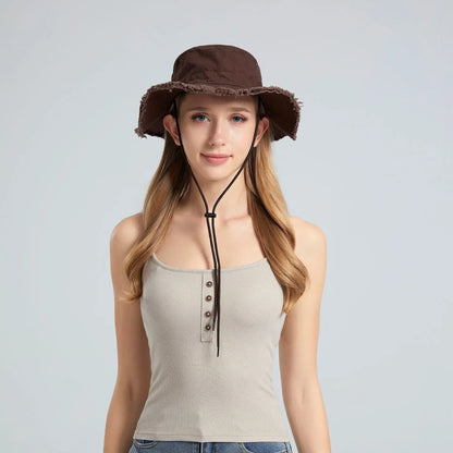 Big Head Leisure Protection Sun Protect Beach Cotton Bucket Hat