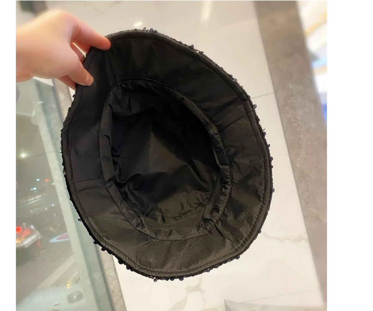 Sequined Bucket Hat Double Sided Hip Hop Shiny Fisherman Cap