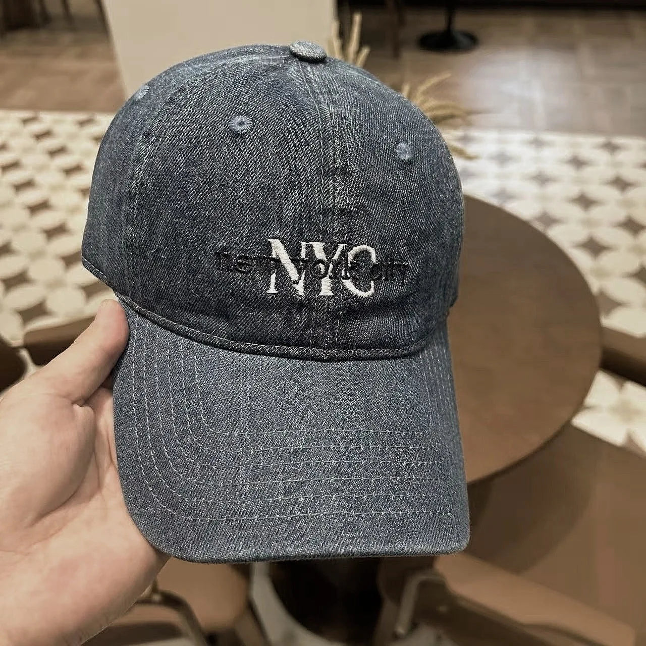 Unisex NYC Letter Embroidery Denim Baseball Cap