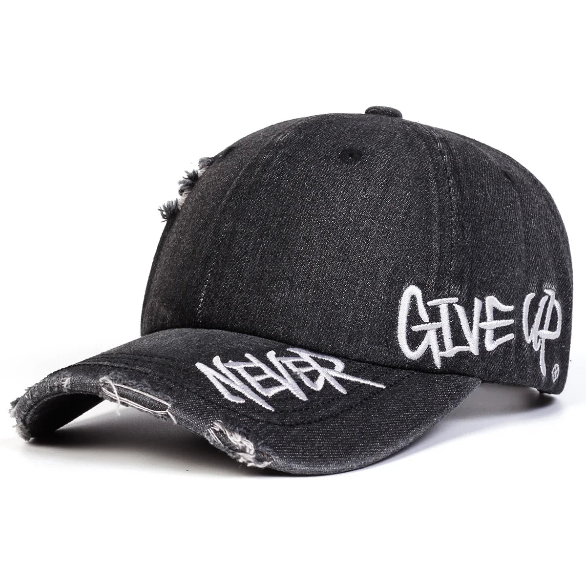 Unisex Never Give Up Letter Embroidery Baseball Caps Spring and Autumn