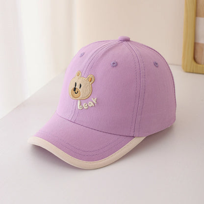 Child Sized Cute Bear Head and Bear Letter Embroidery Baseball Cap Adjustable Back Strap Suitable For Daily Wear