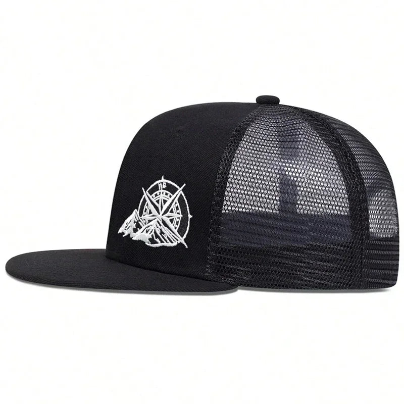 Unisex Compass Mountain Embroidery Baseball Net Hats Spring Summer