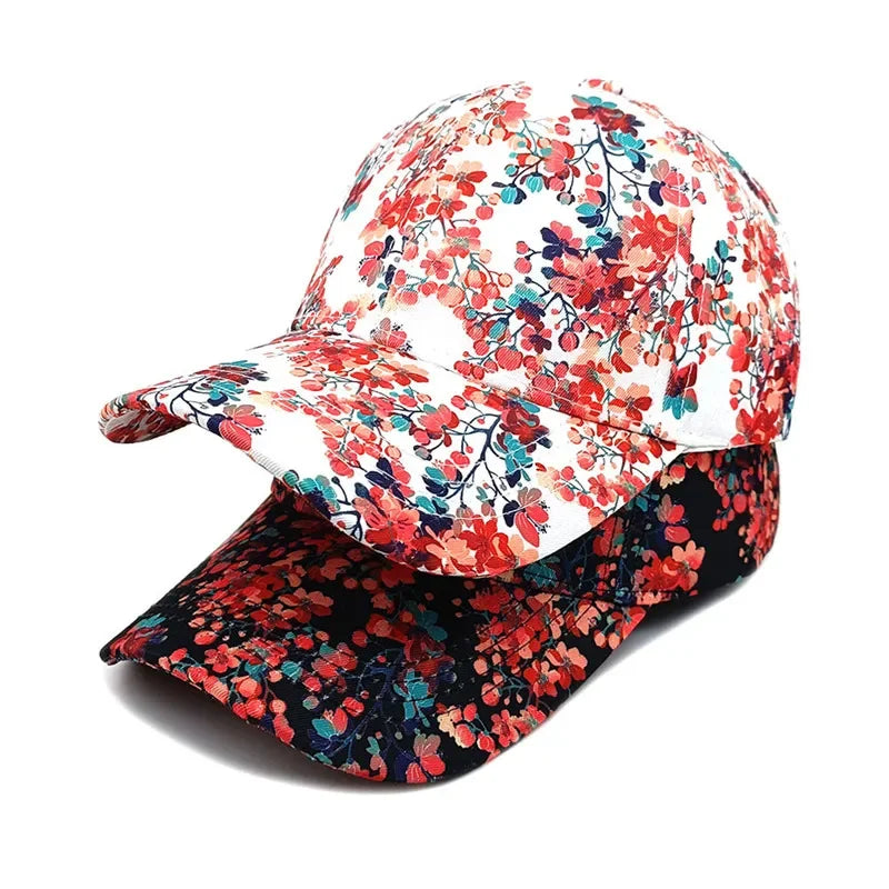 Four Seasons Polyester Flower Print Casquette Baseball Cap