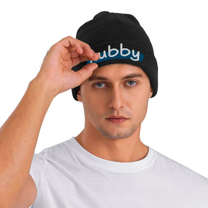 Hubby Funny Design Black Knit Beanie Hat