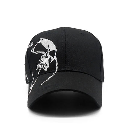 Embroidered Skull Cap For Men Cotton Sports Baseball Caps Fashion Black Pattern