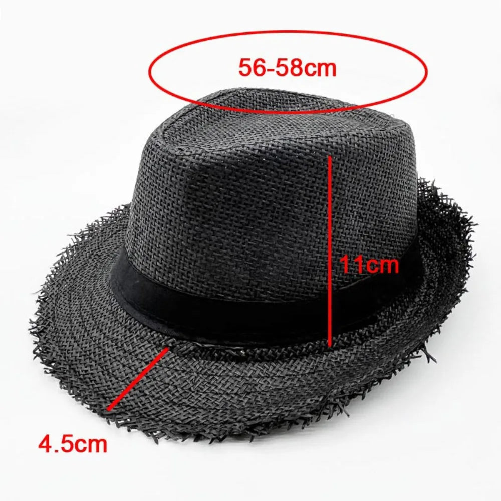 Straw Sun Hat Casual Breathable Cowboy Wide Brim Jazz Hat
