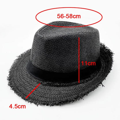 Straw Sun Hat Casual Breathable Cowboy Wide Brim Jazz Hat