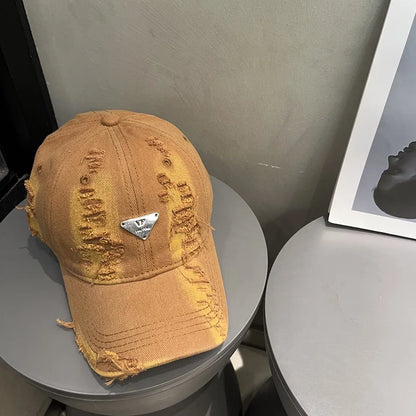 Distressed Ripped Baseball Cap Unisex Summer