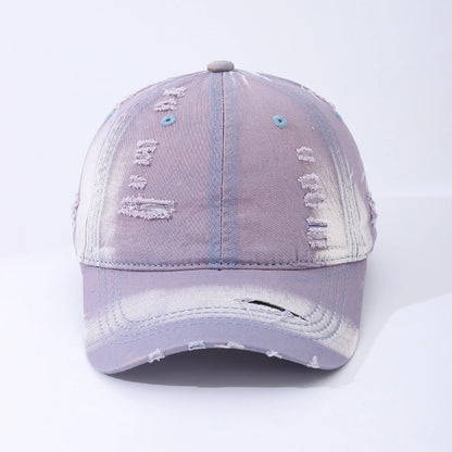 Y2K Style Washed-Out Distressed Holey Gradient Baseball Cap