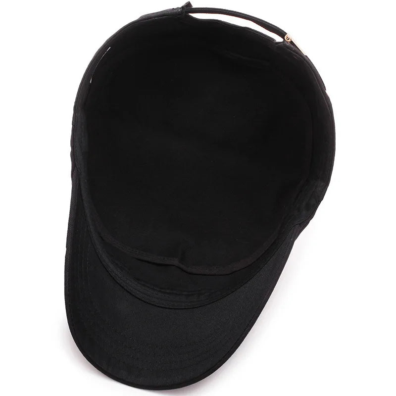 Four Seasons Flat Top Hat Men Simple Cotton Peaked Hat