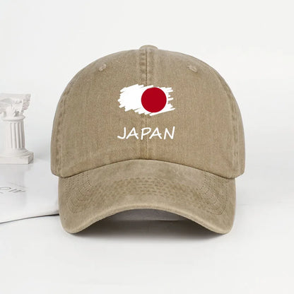 Flag Print Washed Baseball Cap Comfortable & Breathable Retro Patriotic Style Daily Commute Gift for Japan Enthusiasts