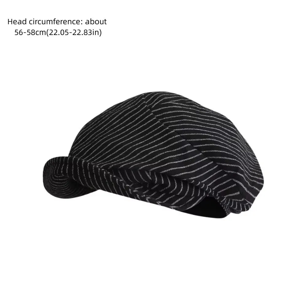 Lightweight Breathable Striped Berets Short Brim Adjustable