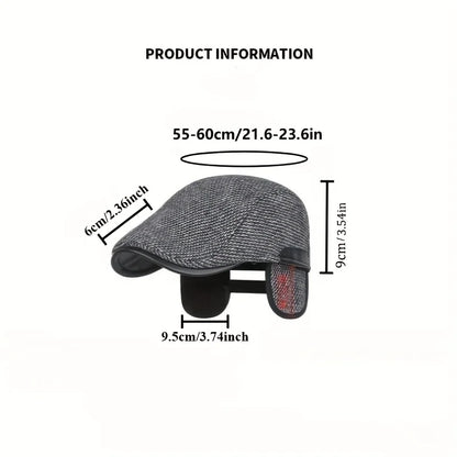 Winter Unisex Duckbill Hat With Ear Flaps Adjustable Snap Closure