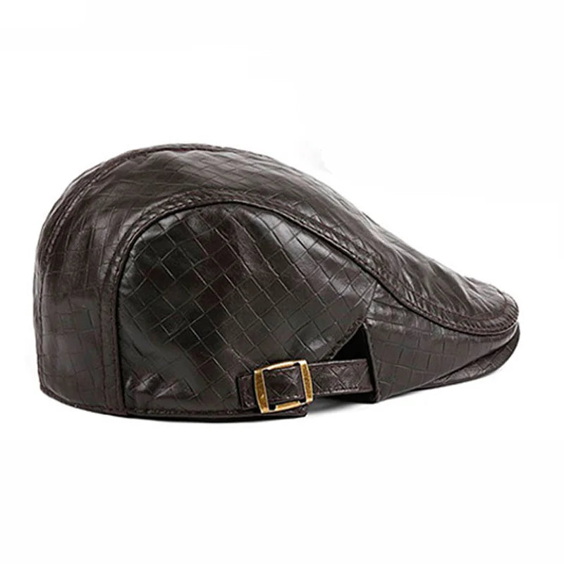 New 2025 Men Genuine Leather Sheepskin Duckbill Boina Thin Berets