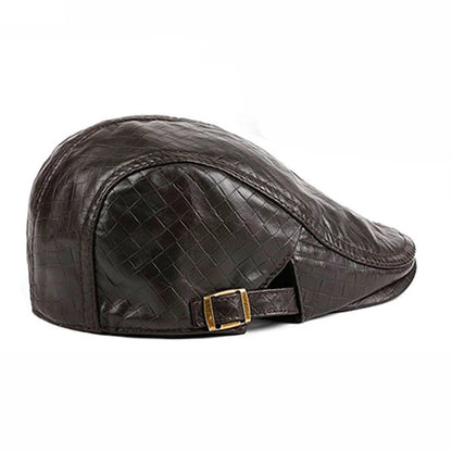 New 2025 Men Genuine Leather Sheepskin Duckbill Boina Thin Berets
