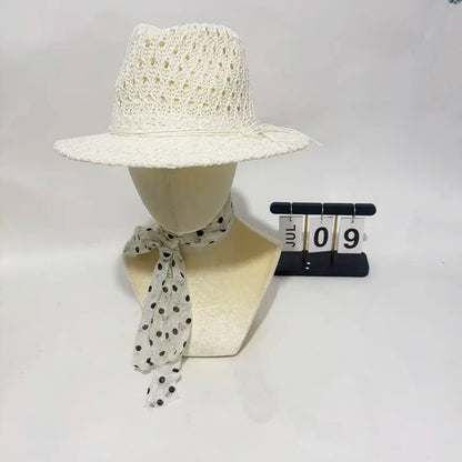 Japanese Simple Hollow Out Panama Straw Hat For Women Spring Summer