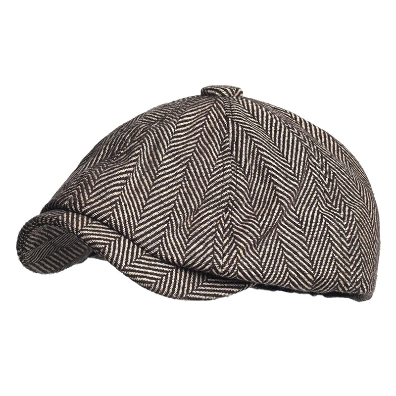 Peaky Blinders Hat Men's Newsboy Hats Vintage Herringbone Octagon Cap