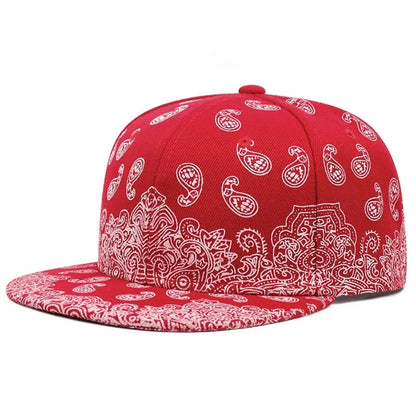 Fashion West Coast Cashew Flower Printing Snapback Cap Outdoor Sun Men Woman