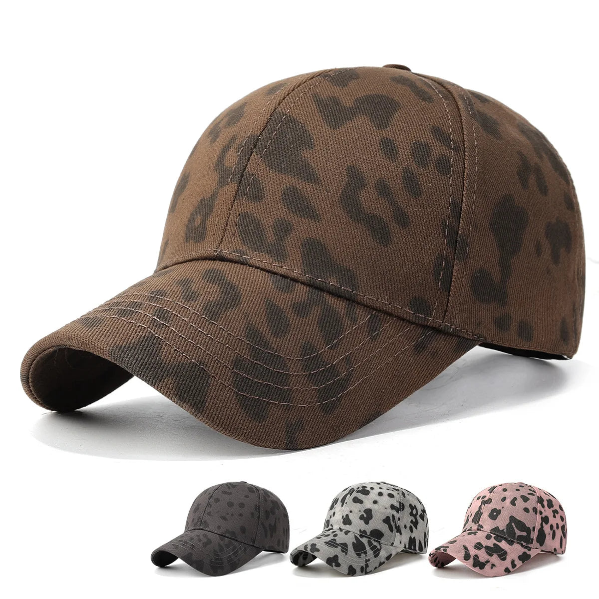 Four-Season Korean Style Leopard Print Hard Top Baseball Cap