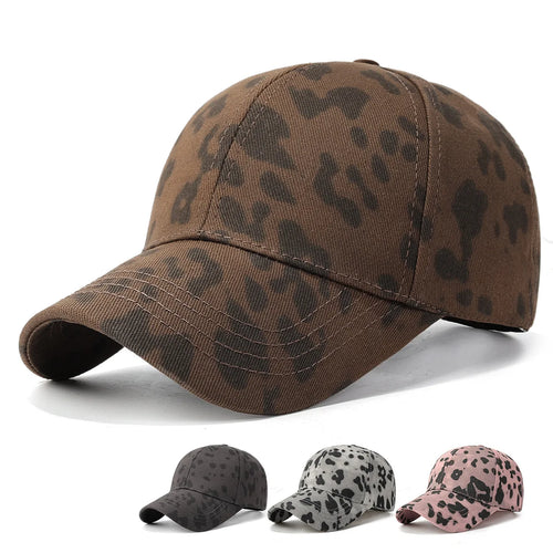 Four-Season Korean Style Leopard Print Hard Top Baseball Cap