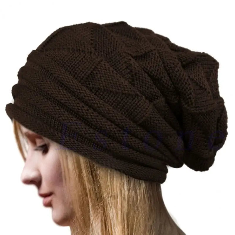 Knitted Baggy Beanie Oversized Winter Hat Ski Slouchy Cap For Women Men